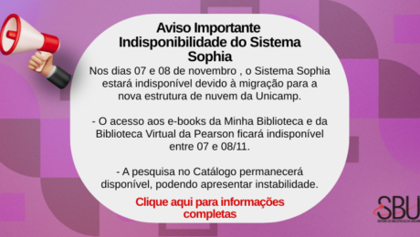 Aviso Importante – Indisponibilidade do Sistema Sophia